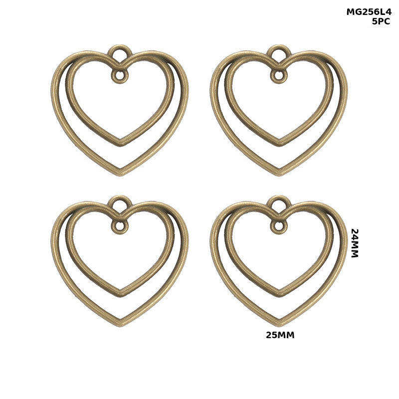MG256L4 Bezels HeartShape Copper 5p