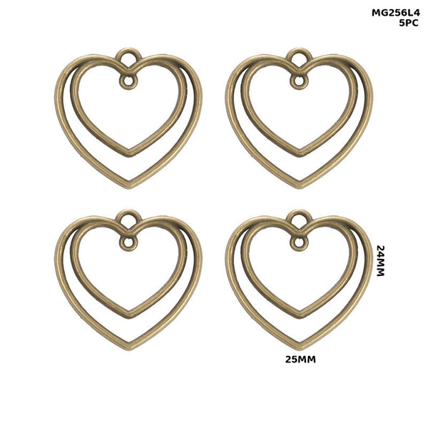 MG256L4 Bezels HeartShape Copper 5p