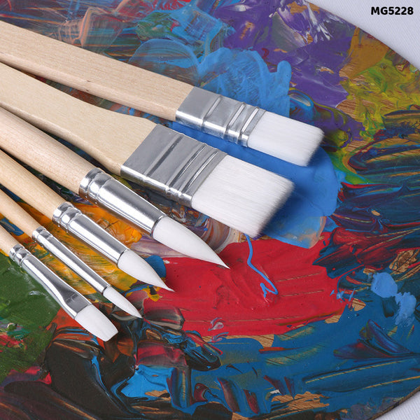 Art Brushes White Bristle Set Of 6