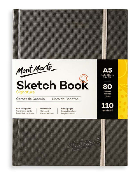 Mont Marte Sketch Book Hard Bound with Elastic Tape A5, 110GSM, 80 Sheets