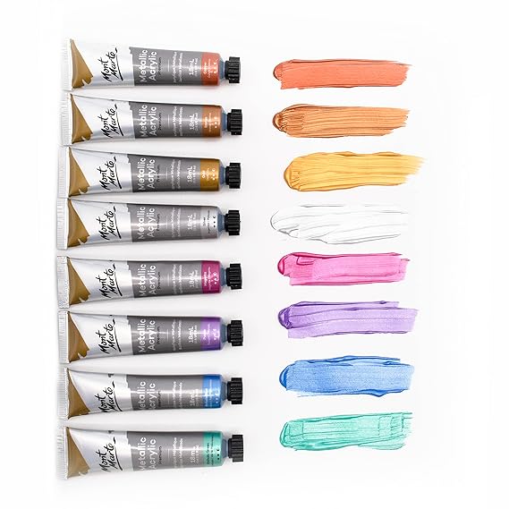 Mont Marte Acrylic Paint Set Metallic Colour 8 Shades 18ml each