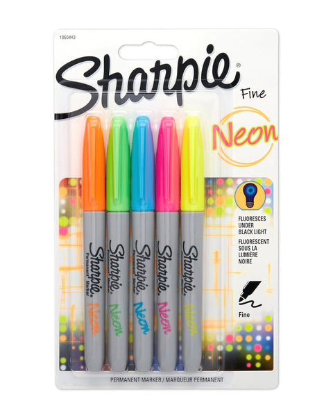 Sharpie Permanent Marker Neon Shades Fine set of 5