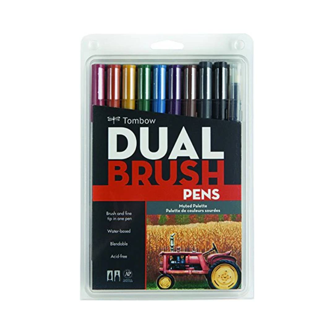 Tombow ABT Brush Pen Set Muted Dual Tip set of 10