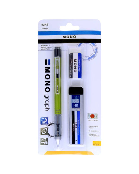 Tombow Monograph Mechanical Pencil Value Pack Lime 0.5mm