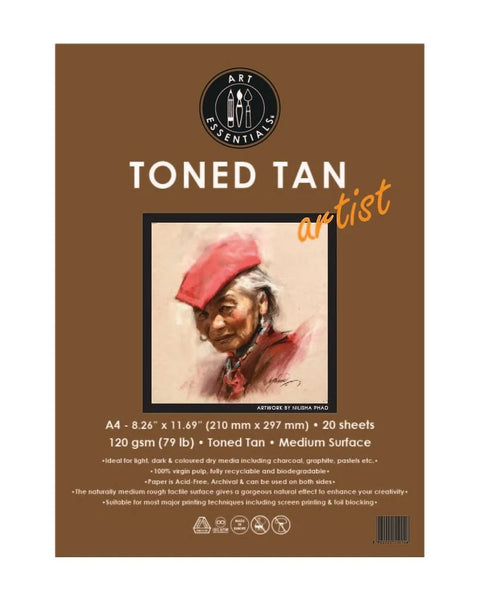 Art Essentials Toned Grey Loose Sheets Pack A4, 120 GSM, 20 Sheets