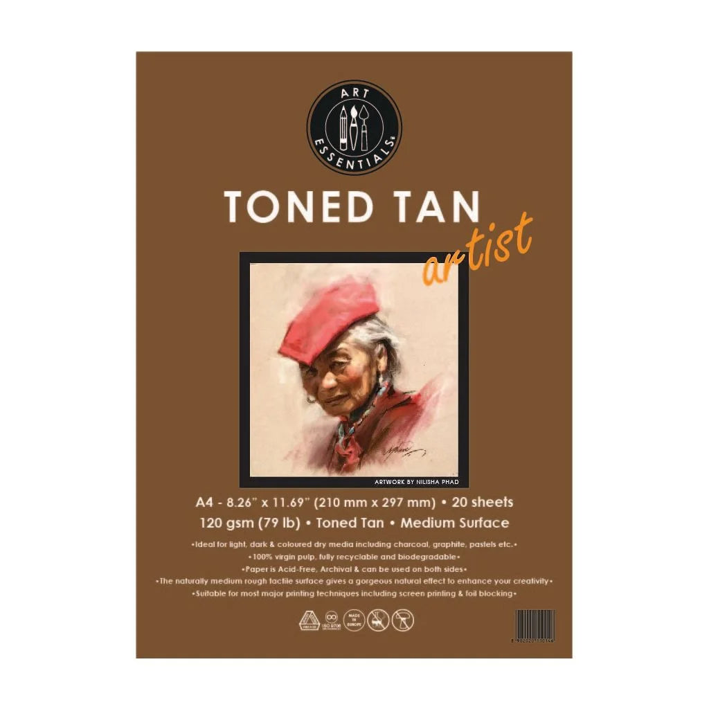 Art Essentials Toned Grey Loose Sheets Pack A4, 120 GSM, 20 Sheets