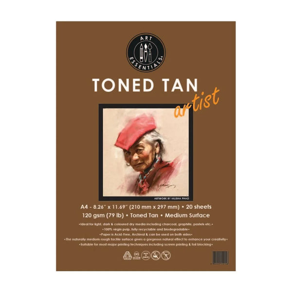 Art Essentials Toned Grey Loose Sheets Pack A4, 120 GSM, 20 Sheets