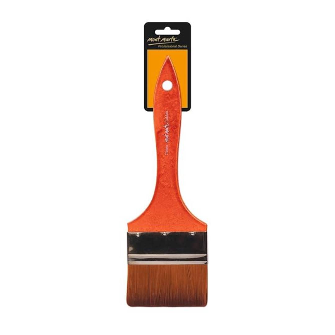 Mont Marte Inch Brush 75mm, Suitable for Oil, Acrylic, Watercolour, Goauche, Poster Taklon, Short Handle