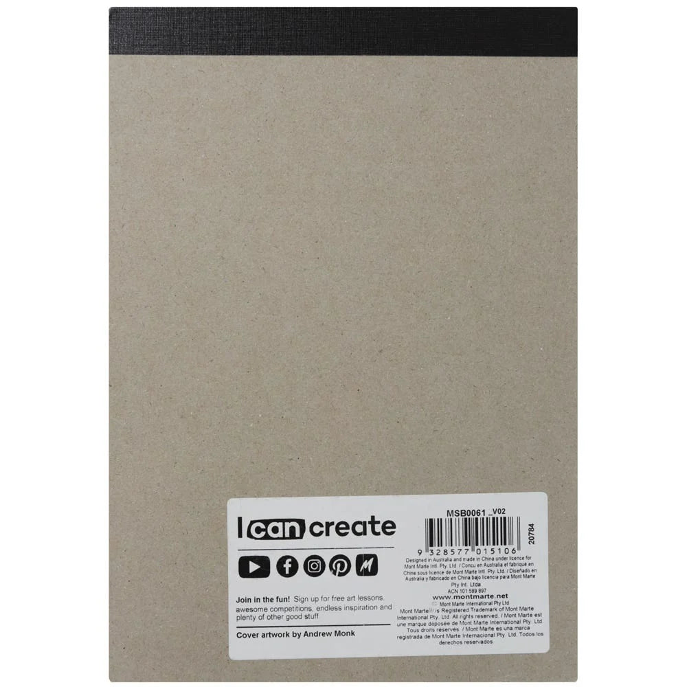 Mont Marte Sketch Book Black Glued Pad A5, 140 GSM 25 Sheets