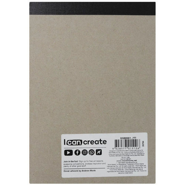 Mont Marte Sketch Book Black Glued Pad A5, 140 GSM 25 Sheets